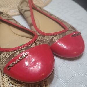 Coach Women's Pink and Tan Ballet Flats
